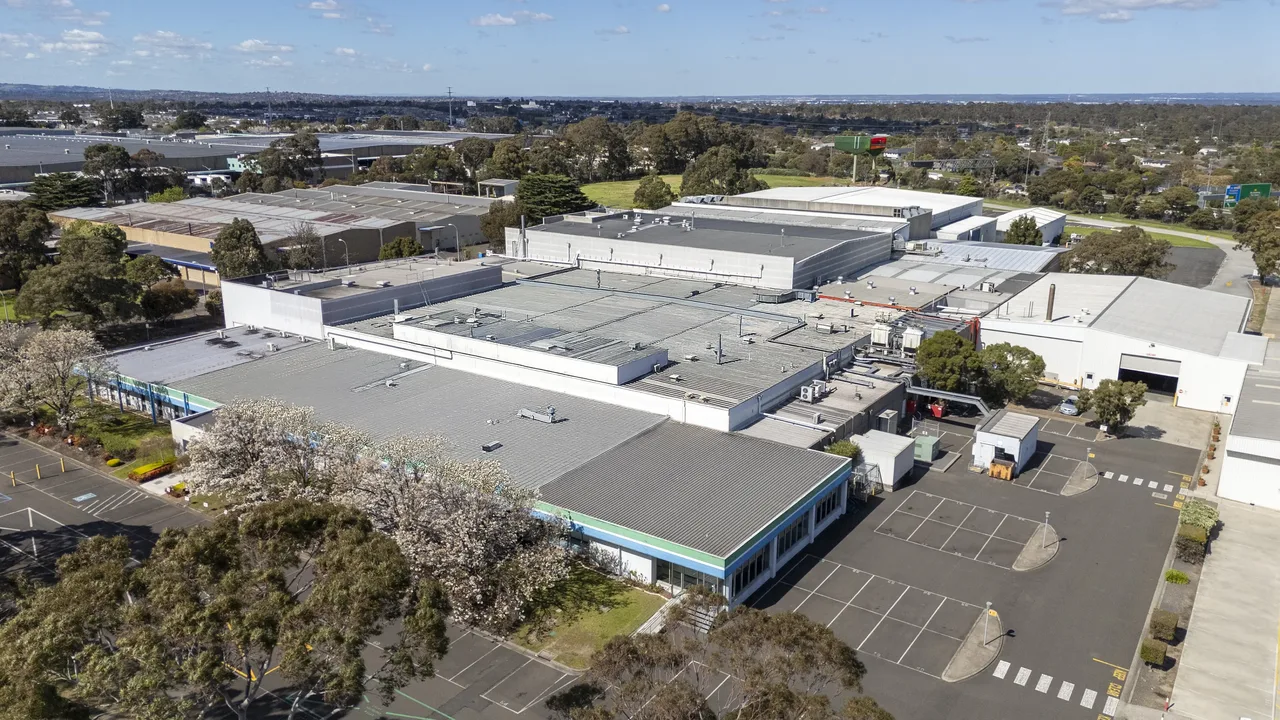 Aerial view of the Ensign Laboratories manufacturing site in Melbourne